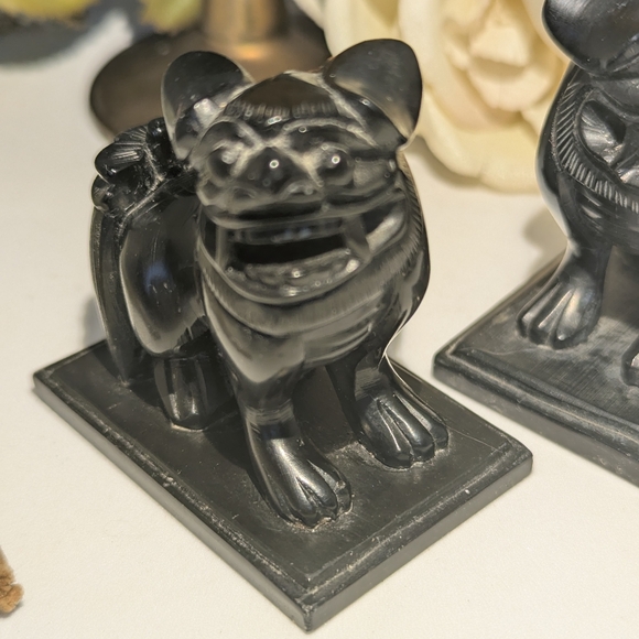 ⭐Pair Of Black Stone Foo Dogs - Picture 3 of 9
